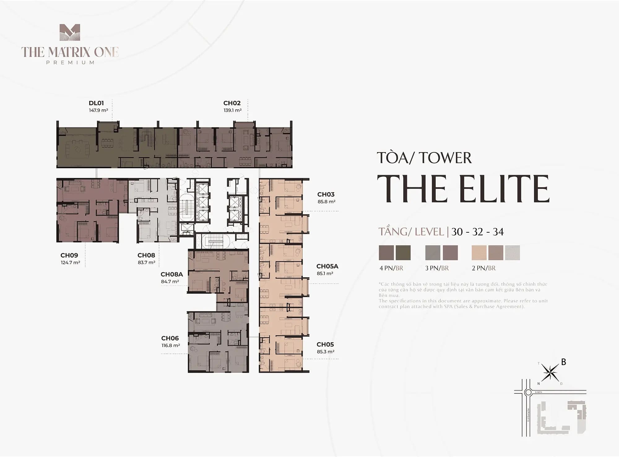 The Matrix Preimum giải “cơn khát” căn hộ cho người dân Thủ đô 15 Mặt bằng điển hình Tầng 30, 32, 34 - Tòa The Elite